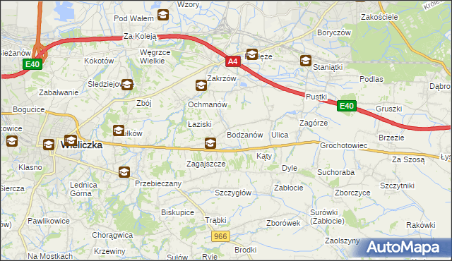 mapa Bodzanów gmina Biskupice, Bodzanów gmina Biskupice na mapie Targeo