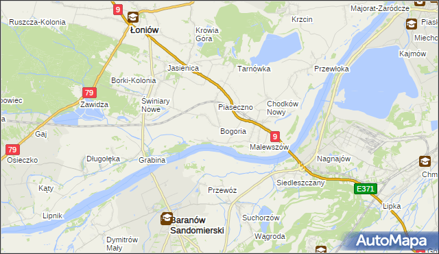 mapa Bogoria gmina Łoniów, Bogoria gmina Łoniów na mapie Targeo