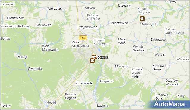 mapa Bogoria powiat staszowski, Bogoria powiat staszowski na mapie Targeo