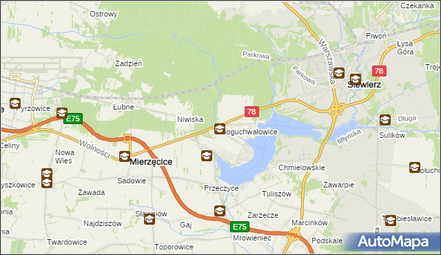 mapa Boguchwałowice, Boguchwałowice na mapie Targeo