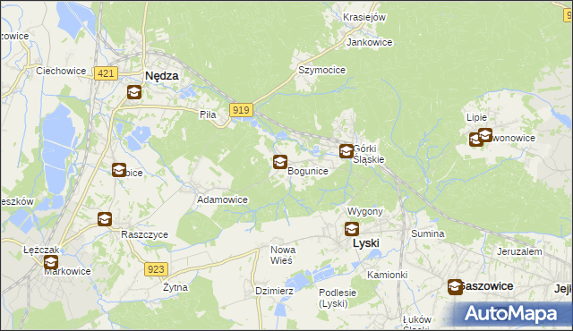 mapa Bogunice, Bogunice na mapie Targeo