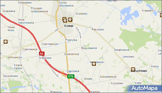 mapa Bogusławice gmina Kowal, Bogusławice gmina Kowal na mapie Targeo