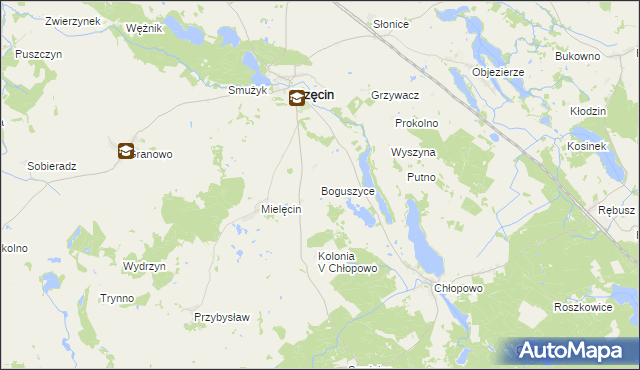 mapa Boguszyce gmina Krzęcin, Boguszyce gmina Krzęcin na mapie Targeo