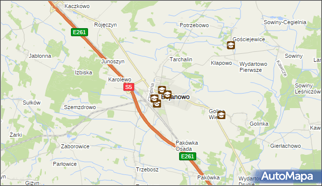 mapa Bojanowo powiat rawicki, Bojanowo powiat rawicki na mapie Targeo