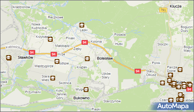 mapa Bolesław powiat olkuski, Bolesław powiat olkuski na mapie Targeo