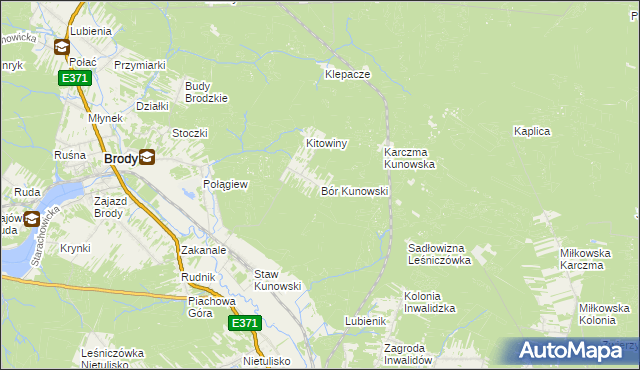 mapa Bór Kunowski, Bór Kunowski na mapie Targeo