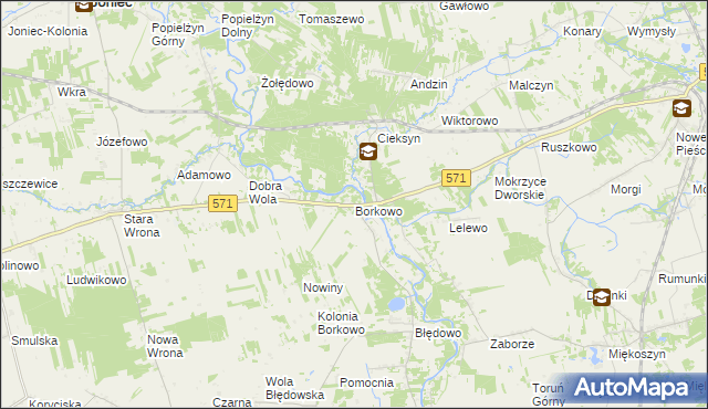 mapa Borkowo gmina Nasielsk, Borkowo gmina Nasielsk na mapie Targeo