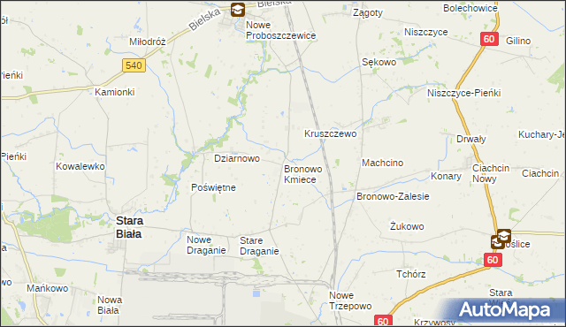 mapa Bronowo Kmiece, Bronowo Kmiece na mapie Targeo