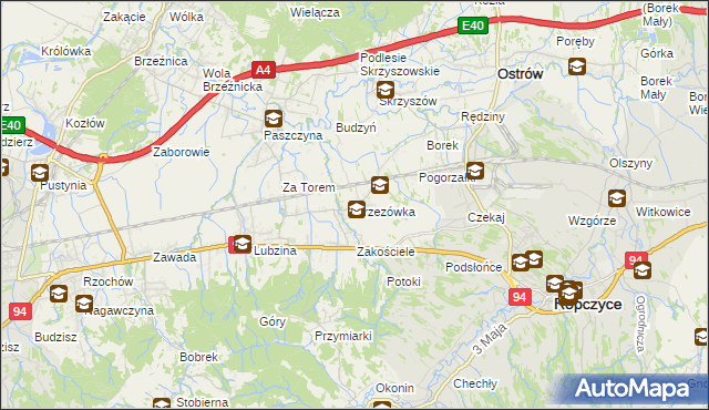 mapa Brzezówka gmina Ropczyce, Brzezówka gmina Ropczyce na mapie Targeo