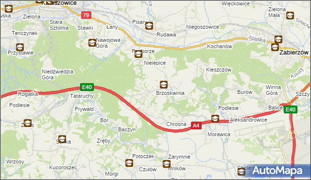 mapa Brzoskwinia, Brzoskwinia na mapie Targeo