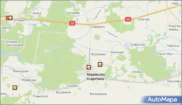 mapa Brzostowo gmina Miasteczko Krajeńskie, Brzostowo gmina Miasteczko Krajeńskie na mapie Targeo