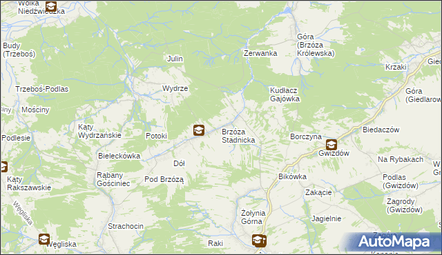 mapa Brzóza Stadnicka, Brzóza Stadnicka na mapie Targeo