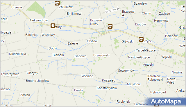 mapa Brzozówek, Brzozówek na mapie Targeo