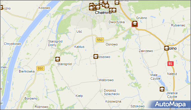 mapa Brzozowo gmina Kijewo Królewskie, Brzozowo gmina Kijewo Królewskie na mapie Targeo