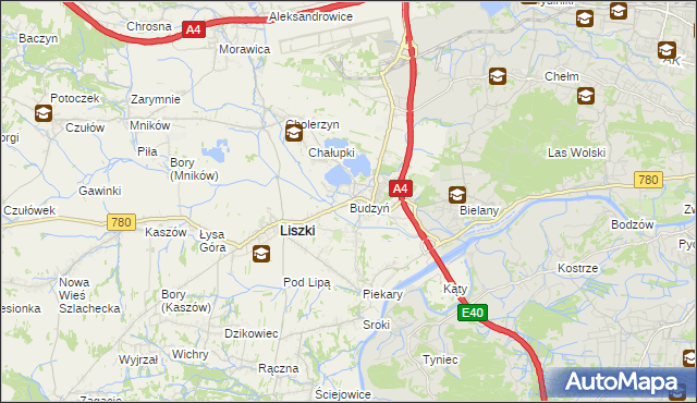 mapa Budzyń gmina Liszki, Budzyń gmina Liszki na mapie Targeo