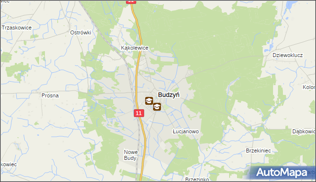 mapa Budzyń powiat chodzieski, Budzyń powiat chodzieski na mapie Targeo