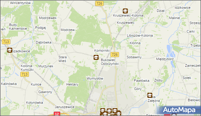 mapa Bukowiec Opoczyński, Bukowiec Opoczyński na mapie Targeo