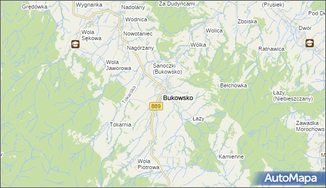 mapa Bukowsko, Bukowsko na mapie Targeo