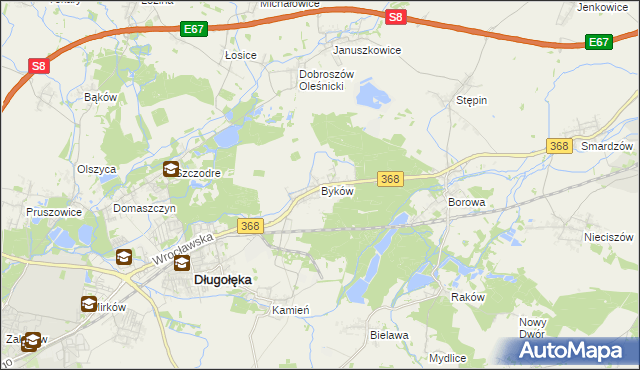 mapa Byków, Byków na mapie Targeo