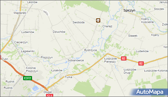 mapa Bystrzyca gmina Wólka, Bystrzyca gmina Wólka na mapie Targeo