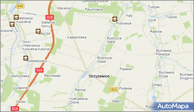 mapa Bystrzyca Nowa, Bystrzyca Nowa na mapie Targeo