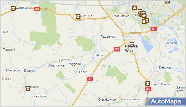 mapa Bytków gmina Reńska Wieś, Bytków gmina Reńska Wieś na mapie Targeo