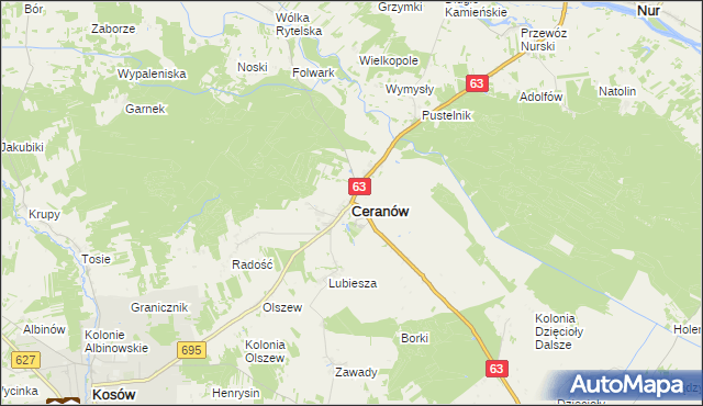 mapa Ceranów, Ceranów na mapie Targeo