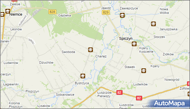 mapa Charlęż, Charlęż na mapie Targeo