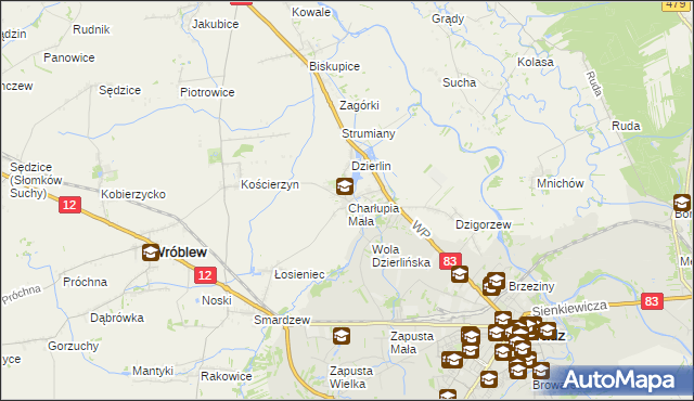 mapa Charłupia Mała, Charłupia Mała na mapie Targeo