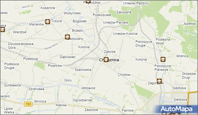 mapa Charsznica, Charsznica na mapie Targeo