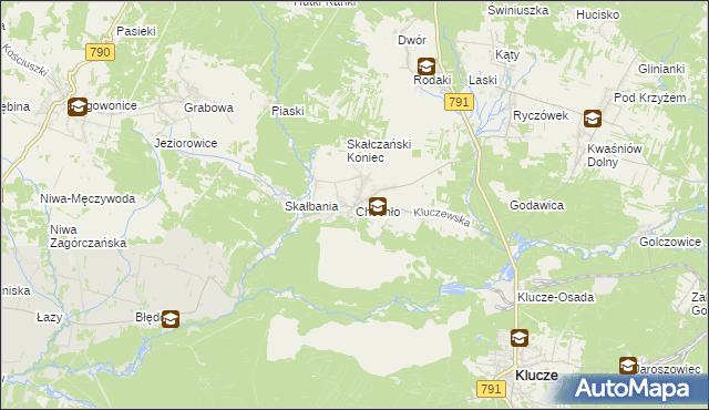 mapa Chechło gmina Klucze, Chechło gmina Klucze na mapie Targeo