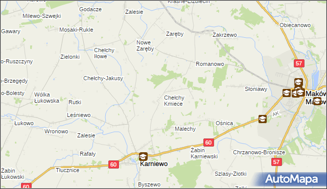 mapa Chełchy Kmiece, Chełchy Kmiece na mapie Targeo