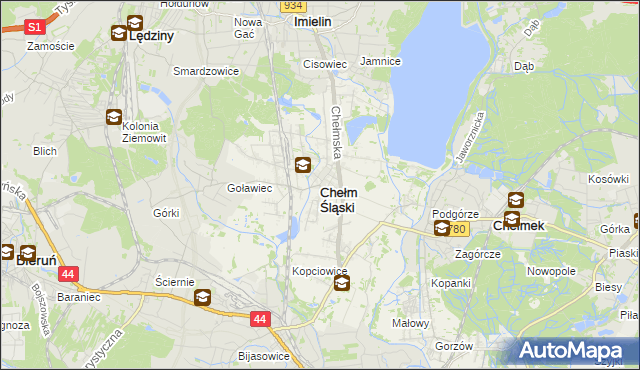 mapa Chełm Śląski, Chełm Śląski na mapie Targeo