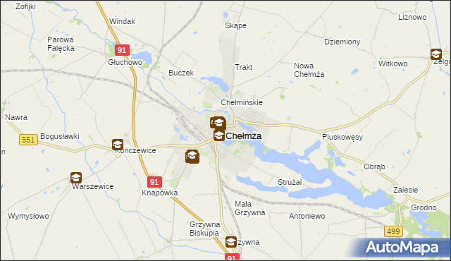 mapa Chełmża, Chełmża na mapie Targeo