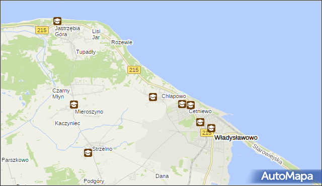 mapa Chłapowo gmina Władysławowo, Chłapowo gmina Władysławowo na mapie Targeo