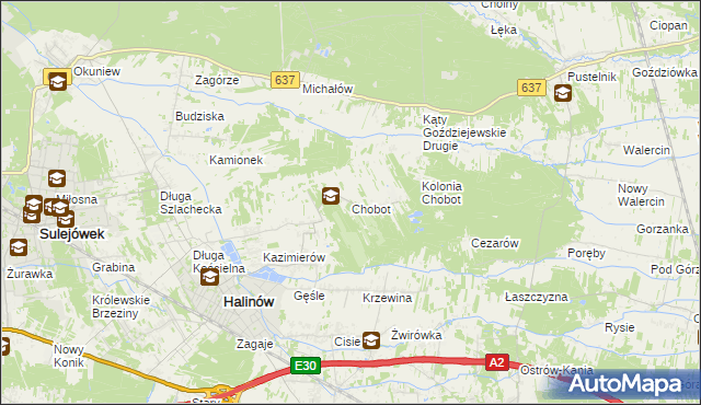 mapa Chobot gmina Halinów, Chobot gmina Halinów na mapie Targeo