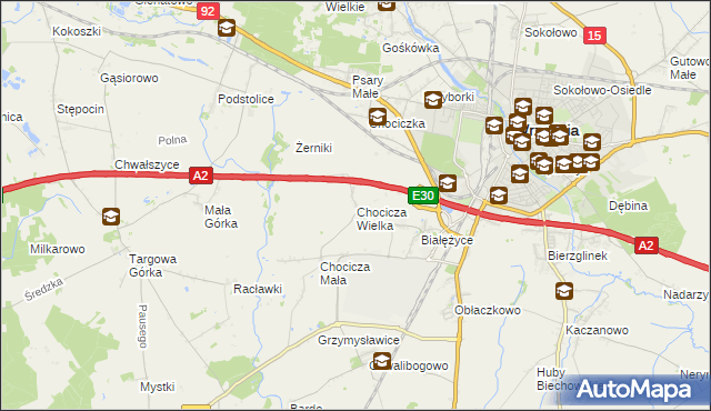 mapa Chocicza Wielka, Chocicza Wielka na mapie Targeo