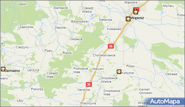 mapa Chocieborowice, Chocieborowice na mapie Targeo