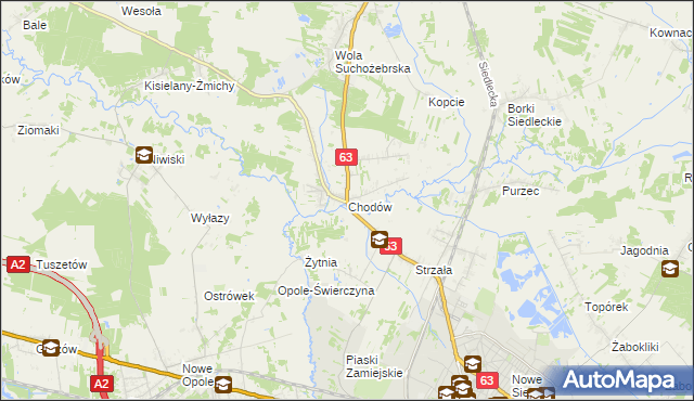 mapa Chodów gmina Siedlce, Chodów gmina Siedlce na mapie Targeo