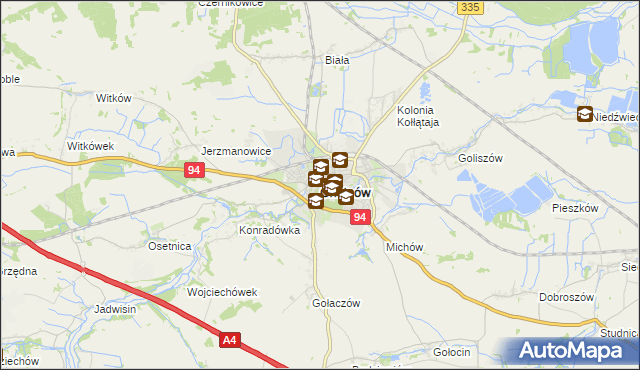 mapa Chojnów powiat legnicki, Chojnów powiat legnicki na mapie Targeo