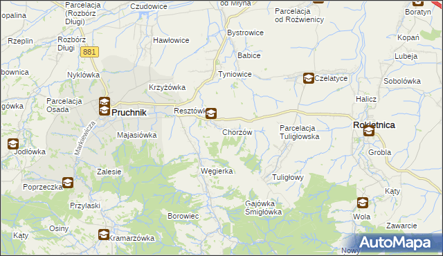 mapa Chorzów gmina Roźwienica, Chorzów gmina Roźwienica na mapie Targeo