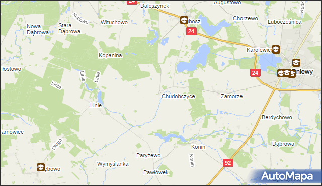 mapa Chudobczyce, Chudobczyce na mapie Targeo