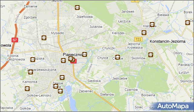 mapa Chylice gmina Piaseczno, Chylice gmina Piaseczno na mapie Targeo
