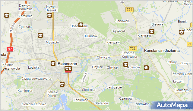 mapa Chyliczki gmina Piaseczno, Chyliczki gmina Piaseczno na mapie Targeo
