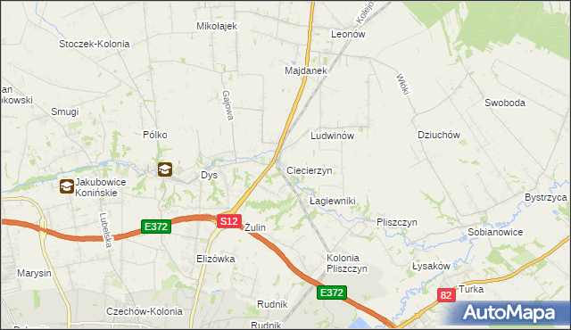 mapa Ciecierzyn gmina Niemce, Ciecierzyn gmina Niemce na mapie Targeo