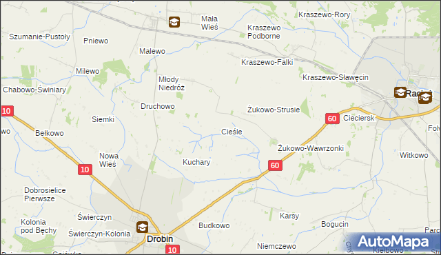 mapa Cieśle gmina Drobin, Cieśle gmina Drobin na mapie Targeo