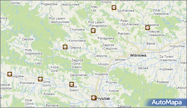 mapa Cieszyna, Cieszyna na mapie Targeo