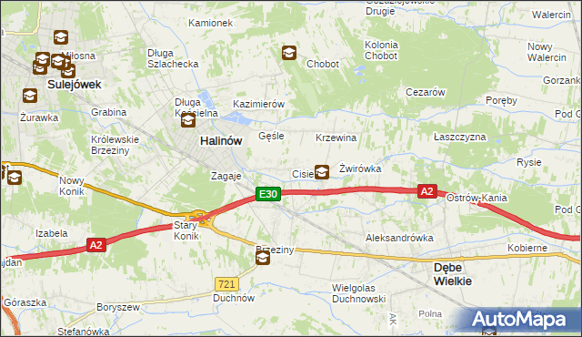 mapa Cisie gmina Halinów, Cisie gmina Halinów na mapie Targeo