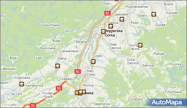 mapa Cisiec, Cisiec na mapie Targeo