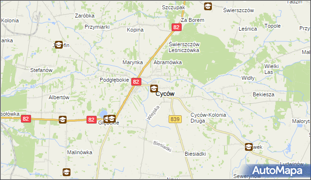 mapa Cyców, Cyców na mapie Targeo